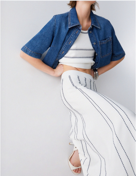 Liu Jo skirt blended knit white navy