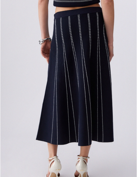 Liu Jo midi skirt striped white navy