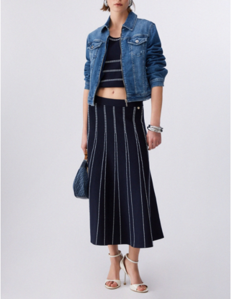Liu Jo knit midi skirt navy