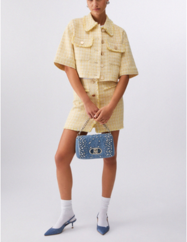 Liu Jo yellow bouclé cropped jacket