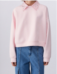 Liu Jo sweat broderies pierres rose 2