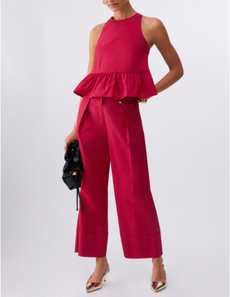 Liu Jo red poplin flared pants