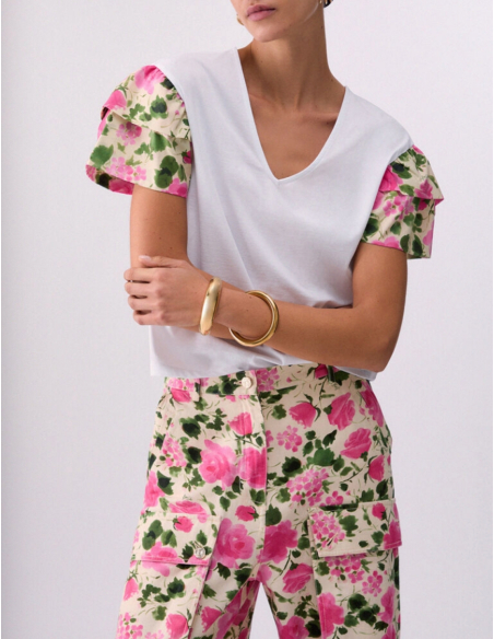 T‑shirt jersey coton manches volants