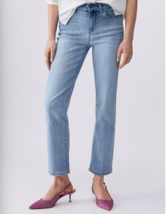Jean droit cropped denim bleu Liu Jo 2