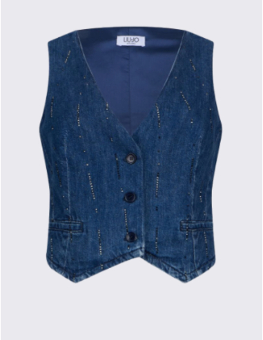 Gilet denim avec strass Liu Jo