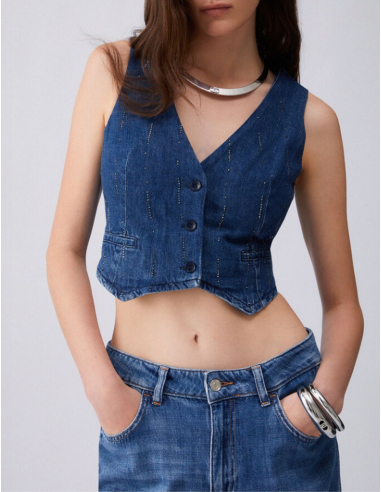 Gilet sans manches denim chic femme