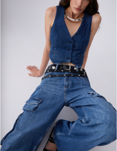 Gilet denim tenue printemps été fashion