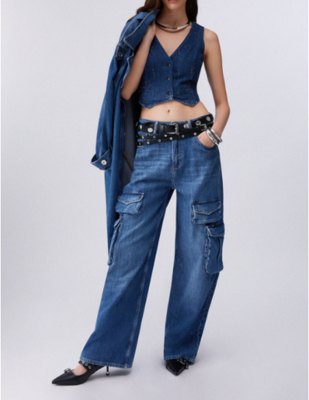 Liu Jo denim vest with strass detail