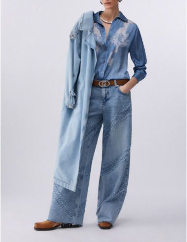Liu Jo digital print denim effect shirt