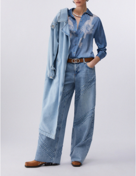 Liu Jo digital print denim effect shirt