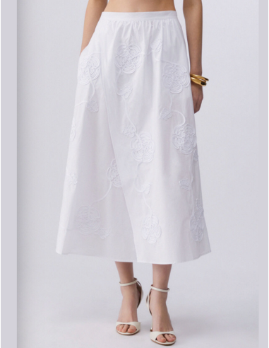 Liu Jo white long skirt 3D embroidery