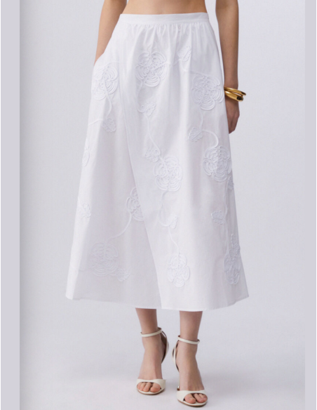 Liu Jo white long skirt 3D embroidery