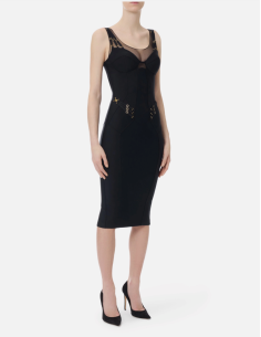 Elisabetta Franchi jersey tulle dress black