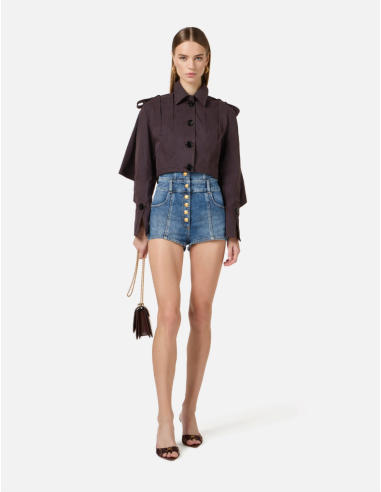 ELISABETTA FRANCHI High-Waist Blue Denim Shorts...