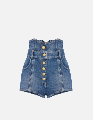 ELISABETTA FRANCHI High-Waist Blue Denim Shorts...