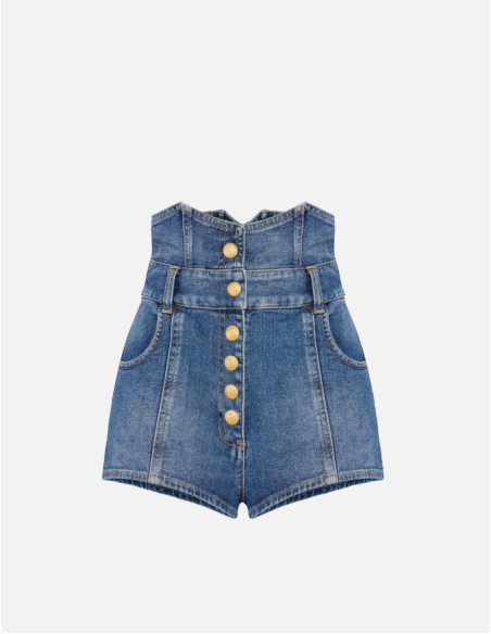 ELISABETTA FRANCHI High-Waist Blue Denim Shorts – HJ34I