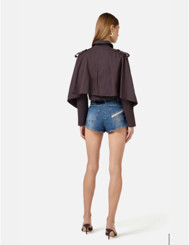 ELISABETTA FRANCHI High-Waist Blue Denim Shorts...