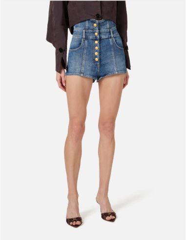 ELISABETTA FRANCHI High-Waist Blue Denim Shorts...