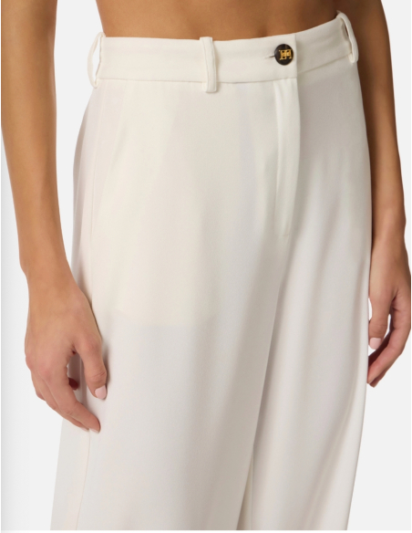 ELISABETTA FRANCHI Light Crepe Ivory Trousers – PA178