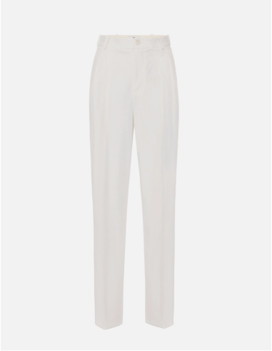 Elisabetta Franchi pantalon gabardine ivoire pinces