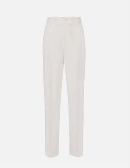 Elisabetta Franchi pantalon gabardine ivoire pinces