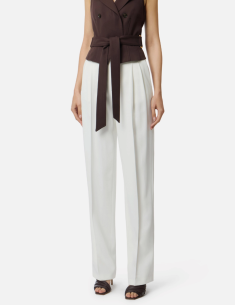 Elisabetta Franchi gabardine pleated trousers ivory 2