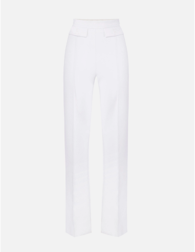Elisabetta Franchi ivory crepe stretch trousers