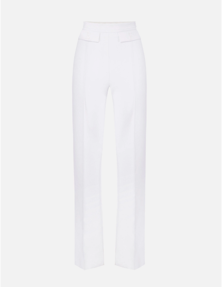Elisabetta Franchi ivory crepe stretch trousers