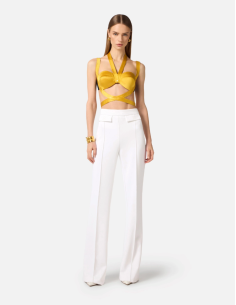 Elisabetta Franchi ivory crepe stretch trousers 2