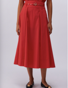 Liu Jo jupe midi popeline rouge 2