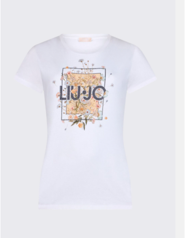 Liu Jo t‑shirt imprimé strass blanc