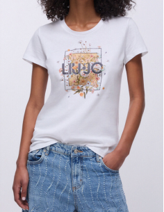 Liu Jo t‑shirt imprimé strass blanc 2