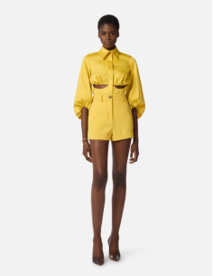 Yellow Elisabetta Franchi Shirt with Cut-Out 2