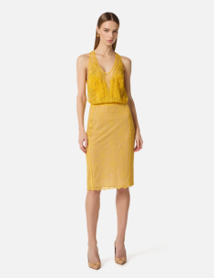 Elisabetta Franchi floral lace satin skirt 2