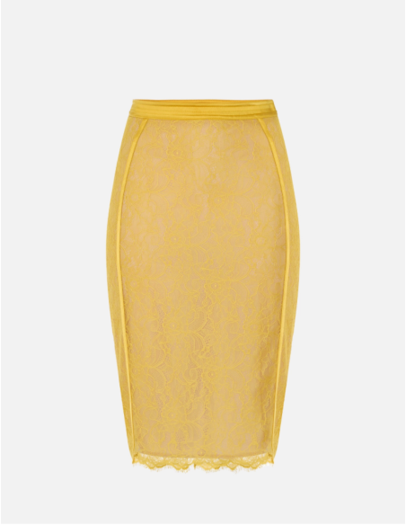 Elisabetta Franchi jupe dentelle florale satin