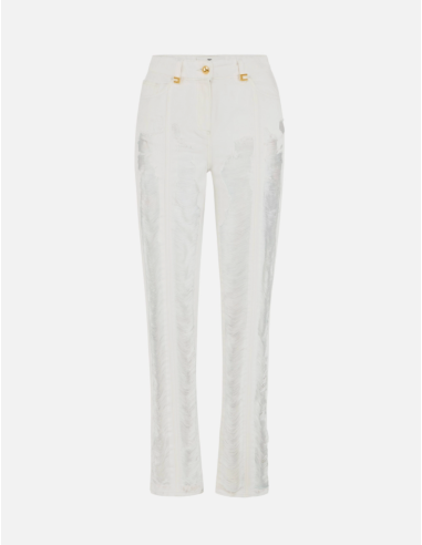 Elisabetta Franchi jean palazzo franges denim