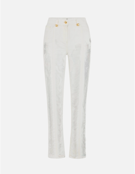 Elisabetta Franchi jean palazzo franges denim