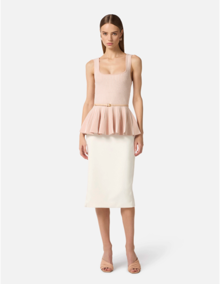 Elisabetta Franchi nude ivory fashion top