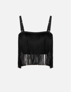 Elisabetta Franchi top tulle franges chic
