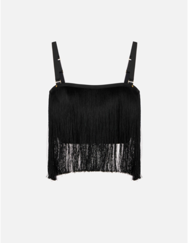 Elisabetta Franchi top tulle franges chic