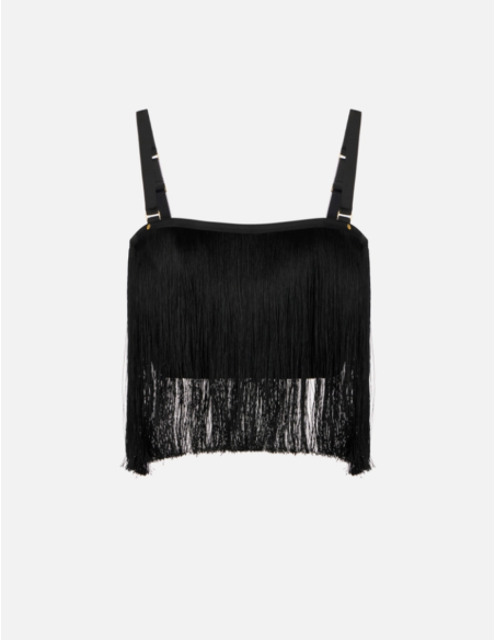 Elisabetta Franchi top tulle franges chic