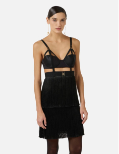 Elisabetta Franchi mini robe franges noire 2