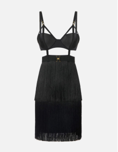 Elisabetta Franchi mini robe franges noire