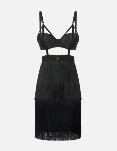 Elisabetta Franchi mini robe franges noire