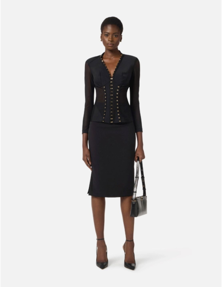Elisabetta Franchi veste noir silhouette sculptée