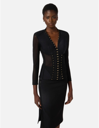 Elisabetta Franchi veste détails métalliques logo

Elisabetta Franchi veste tulle design élégant