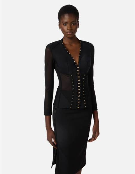 Elisabetta Franchi veste détails métalliques logo

Elisabetta Franchi veste tulle design élégant