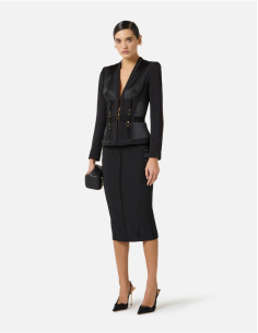 Elisabetta Franchi veste noir silhouette sculptée 2