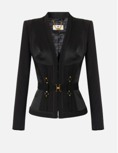 Elisabetta Franchi veste noir silhouette sculptée