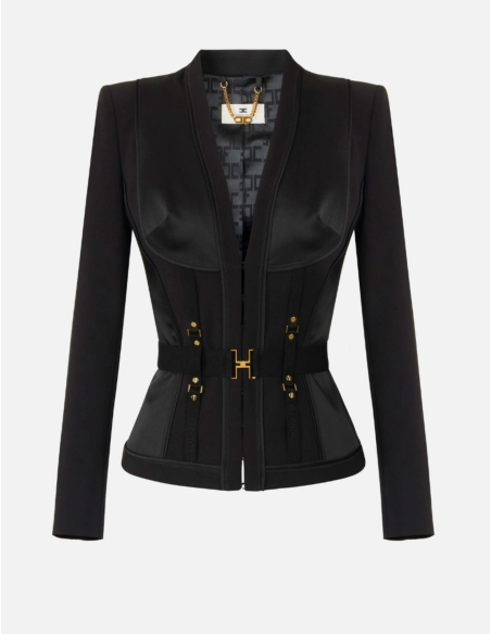Elisabetta Franchi veste noir silhouette sculptée
